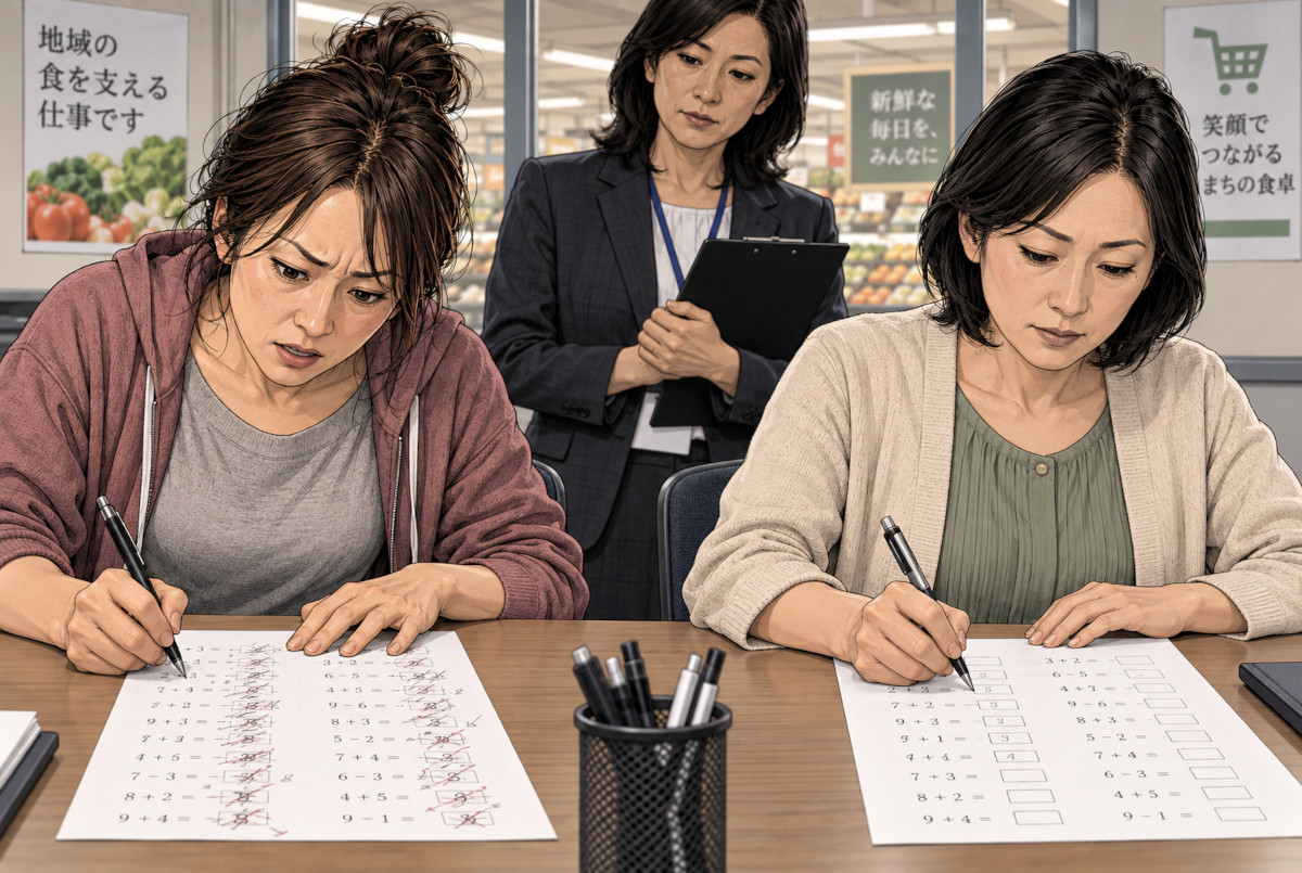 計算テストにおける処理速度と正確さの違いを表したイメージ