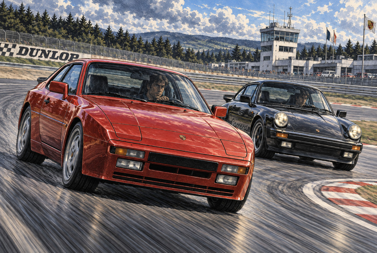 ポルシェ944と911 Carreraがサーキットを走る比較イメージ