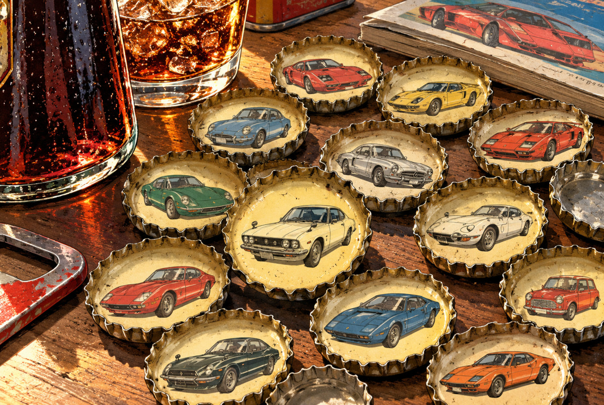 昭和のスーパーカー王冠と117クーペをイメージしたAI生成イラスト