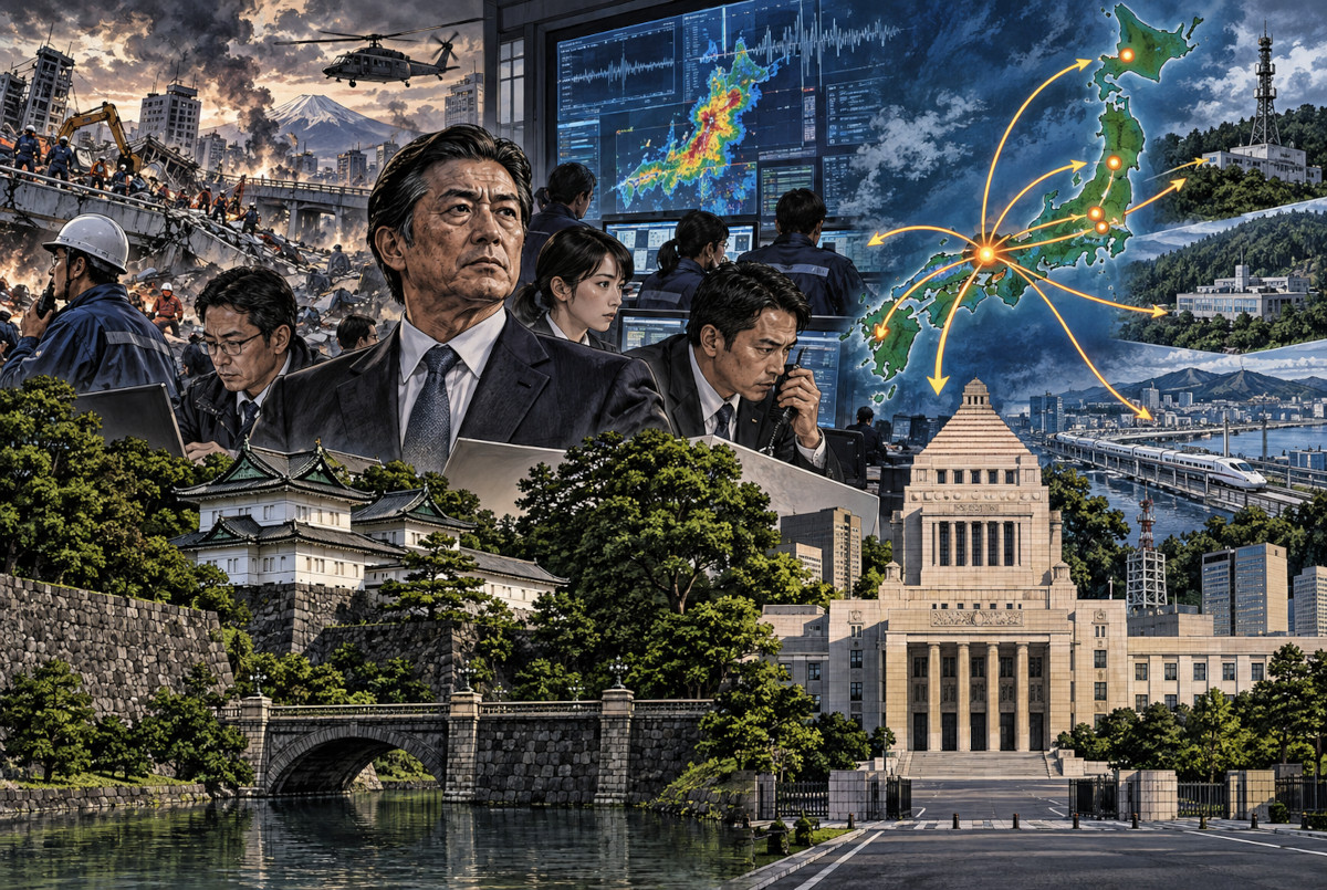 大規模災害時に皇室や政府の機能を国内で維持する危機管理体制のイメージ