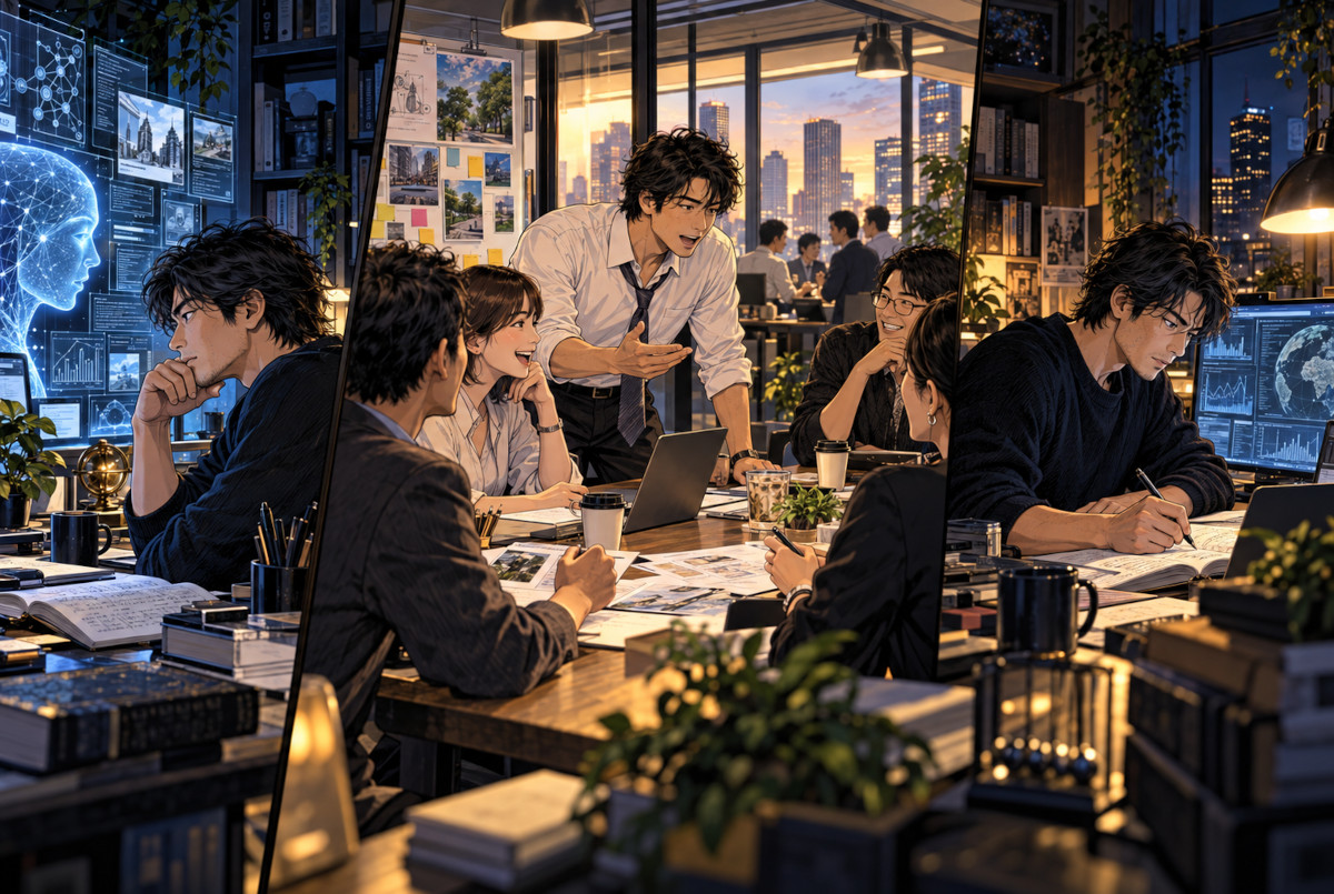 AIでの調査と人間社会での実践を往復する学習サイクルのイメージ