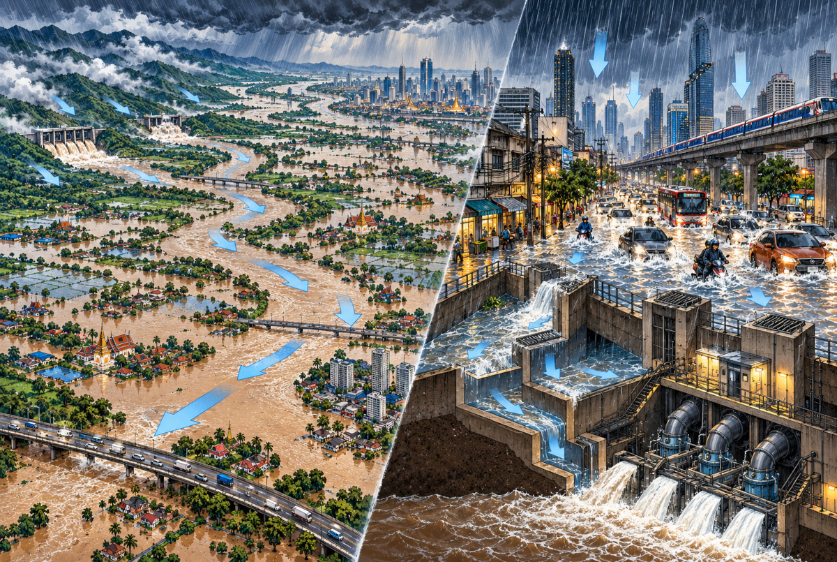 バンコクはなぜ300mmの雨で沈んだ？ 2011年とは違う「雨を捨てられない洪水」の正体