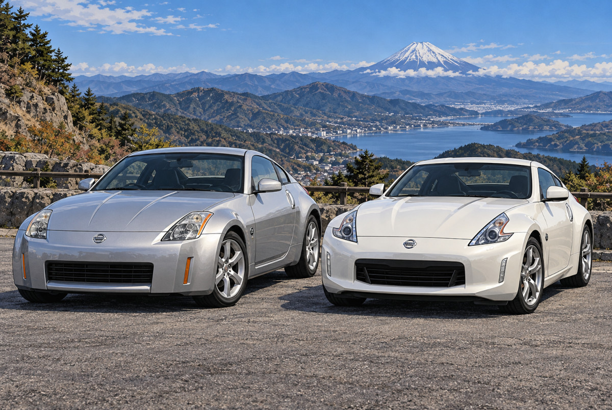 Z33型とZ34型フェアレディZのプロポーションを比較したAI生成イメージ