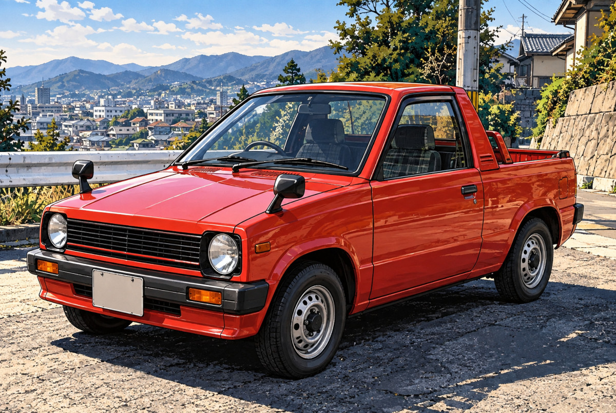 1983年前期型スズキ・マイティボーイをイメージした赤い軽ピックアップ